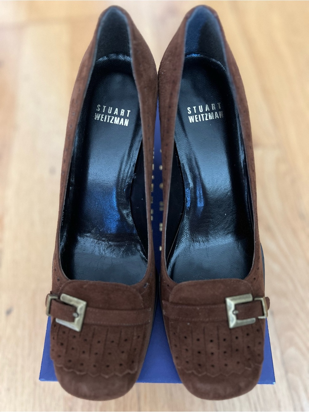 Stuart Weitzman Women's Brown Suede Loafer Pumps